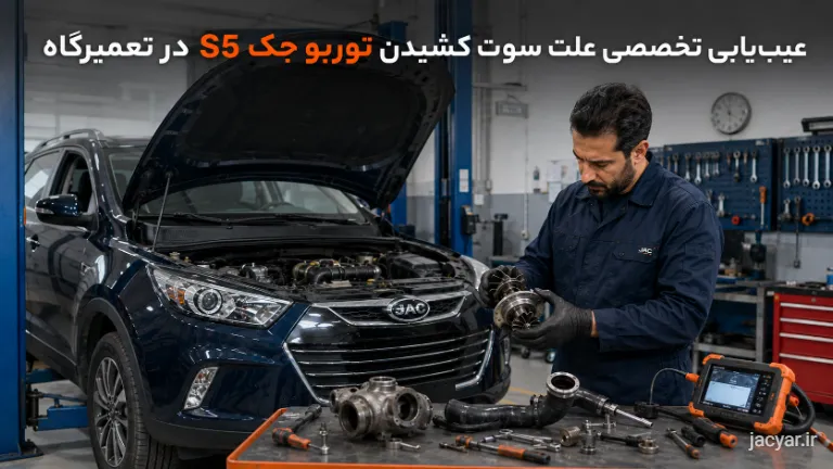 بازرسی فنی و عیبیابی توربوشارژر سوتکشیده جک S5 توسط مکانیک